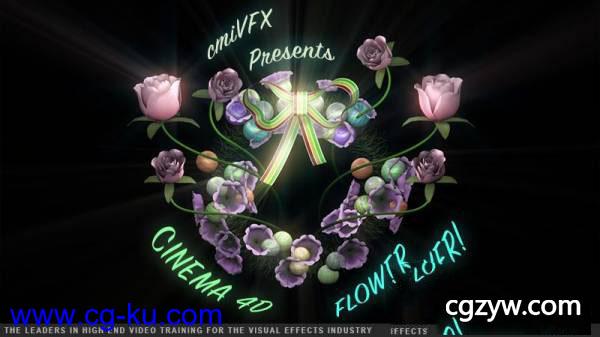 CmiVFX C4d R17 制作路径生长开花动画教程+工程文件的图片1