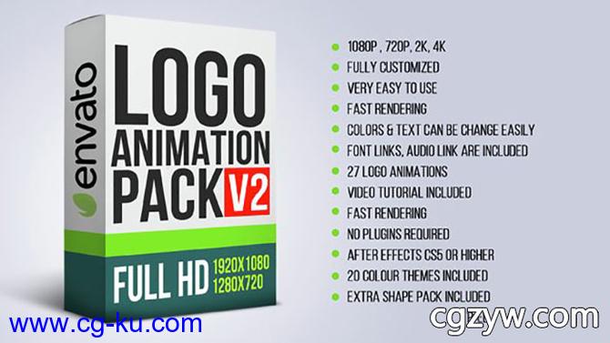 AE模板-27组扁平化Logo展示 Logo Animation Pack V2的图片1