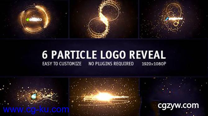 AE模板-6组漂亮发光粒子路径动画Logo标志展示Particle Logo Reveal Pack 6in1的图片1