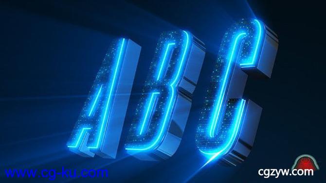 AE模板-E3D动画霓虹灯时尚炫彩文字展示 Alphabet 3D Neon LED – Abc And Social Media IconsL的图片1