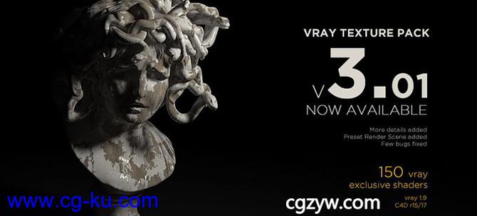 C4D Vray材质预设包 Renderking – Vray Texture Pack 3.01 R15-R17 WinMac的图片1