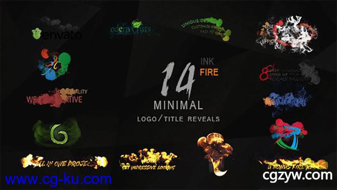 AE模板-水墨烟雾火焰消散Logo展示 Minimal Ink&fire Logo Title Reveals Package的图片1