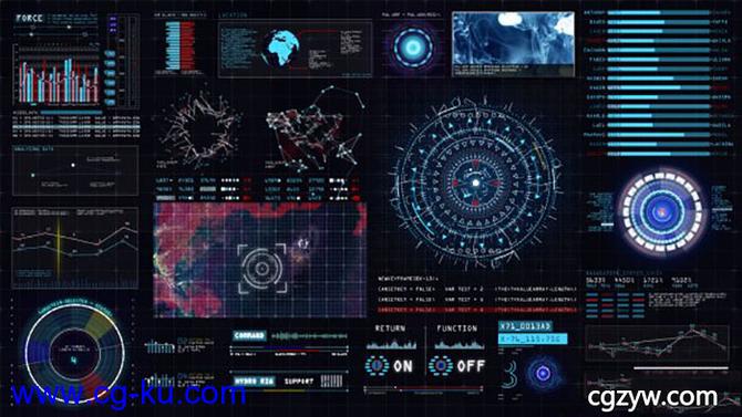 AE模板-25个复杂军事高科技科幻HUD界面UI动态元素的图片1