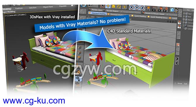 3D Max模型导入C4D插件破解版 MaxToC4D V3.0.1 R12-R17的图片1