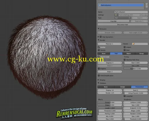 《Blender粒子与毛发制作教程》CG Cookie Creating Particle Fur and Hair Blender的图片3