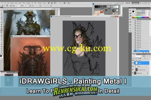 《游戏角色金属装甲盔甲数字绘画教程》iDRAWGiRLS Painting Metal I Learn To Pain...的图片1