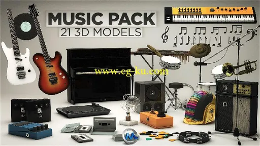 《音乐音响设备3D模型合辑》The Pixel Lab Music Pack的图片1