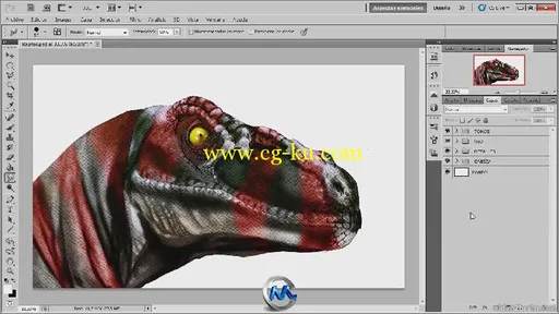 《Photoshop逼真恐龙制作视频教程》video2brain Photoshop Digital Art Dinosaur P...的图片3