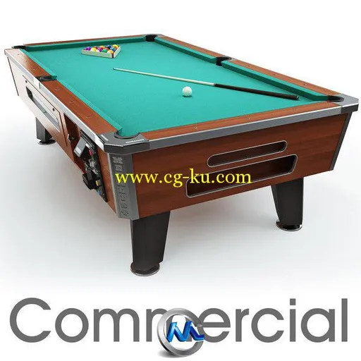 《台球桌台球架3D模型合辑》Turbosquid Pool table 8ft Commercial的图片1