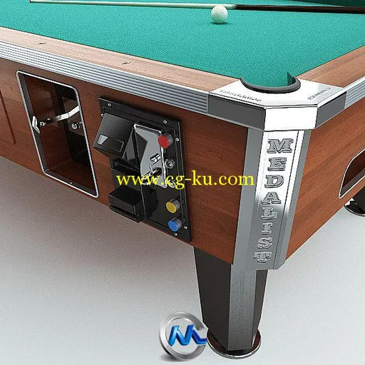 《台球桌台球架3D模型合辑》Turbosquid Pool table 8ft Commercial的图片6