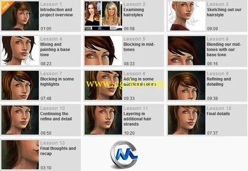 《Photoshop女性发型绘画视频教程》Digital-Tutors Painting Female Hairstyles in...的图片2