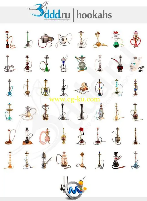 《水烟袋3D模型合辑》3DDD Hookahs Collection的图片1