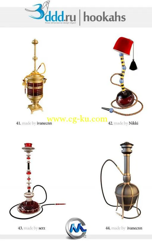 《水烟袋3D模型合辑》3DDD Hookahs Collection的图片3