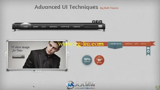 《PS界面UI设计技术视频教程》Tuts+ Premium Adobe Photoshop Advanced UI Techniques的图片1