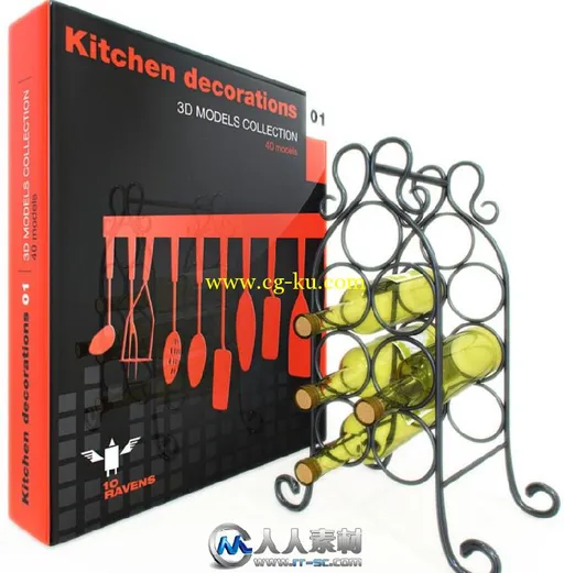 《厨房用品3D模型合辑》10ravens 3D Models collection 013 Kitchen decorations 01的图片1