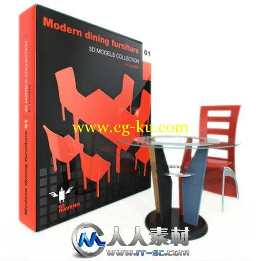 《现代餐厅家具3D模型合辑》10ravens 3D Models Collection 024 Modern Dining Fur...的图片1