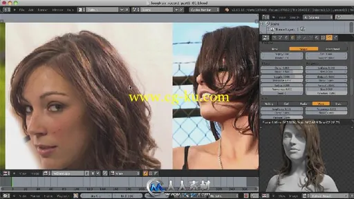 《Blender角色头发渲染视频教程》CG Cookie Styling and Rendering Long Hair with...的图片3