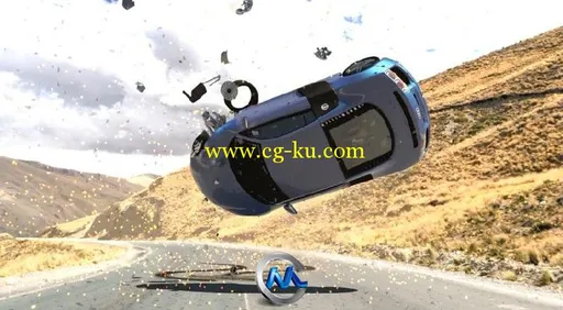 C4D汽车碰撞翻滚特效视频教程 Cinema 4D Tutorial.Net Car Accident Slow Motion D...的图片1