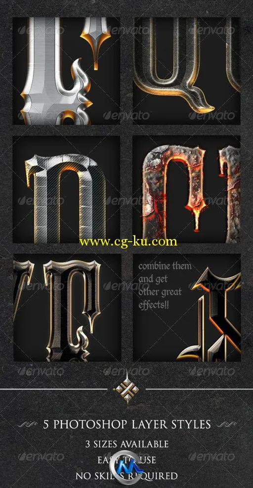 中世纪哥特式字样PS模板 Graphicriver Chrome & Fire Gothic Medieval Layer Styl的图片3