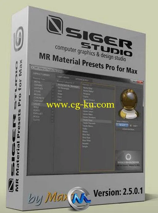 3dsMax中MR材质预置插件V2.5版 SIGERSHADERS MR Material Presets Pro v2.5.0.1 Fo...的图片1