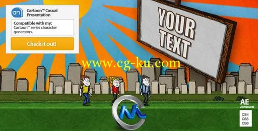 卡通行走宣传板式AE模板 VideoHive Cartoon Casual Typography Presentation 15300...的图片1