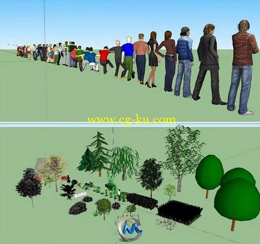 Sketchup人物与植物3D模型合辑的图片1