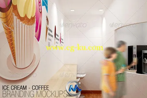 冰激淋咖啡店品牌整体包装PSD模板的图片1