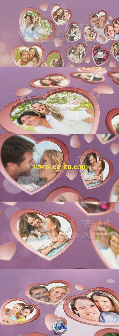 爱情心形相册动画AE模板的图片1