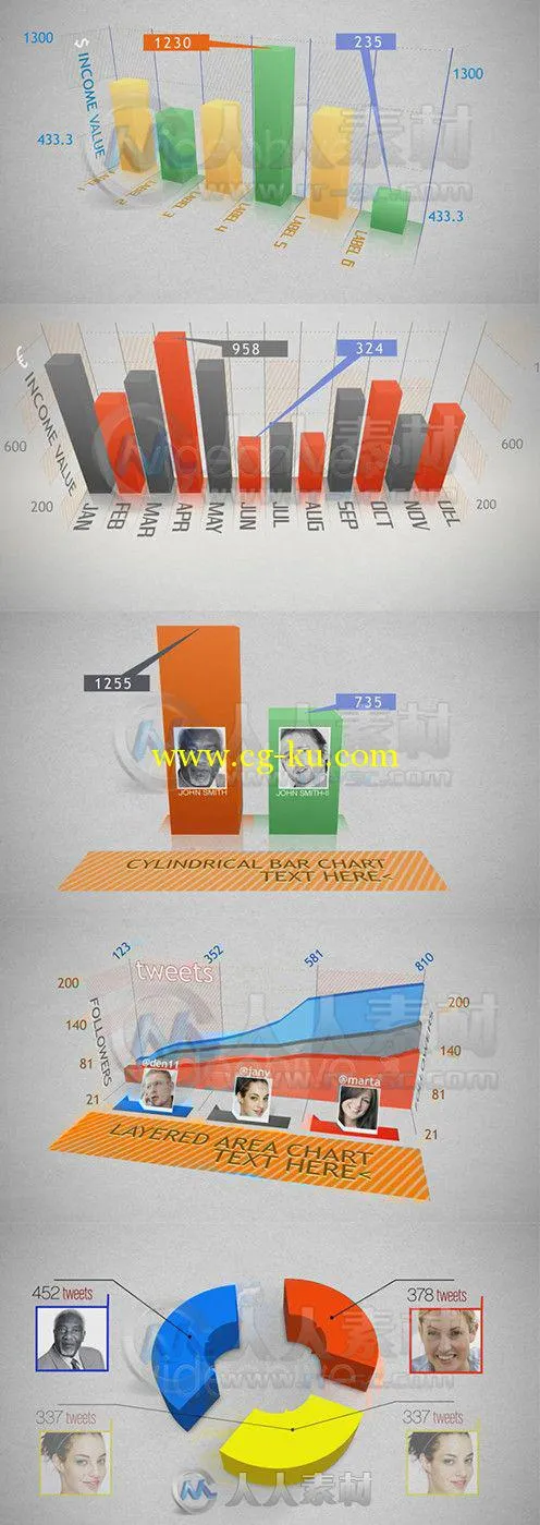 三维统计数据图表动画AE模板的图片1