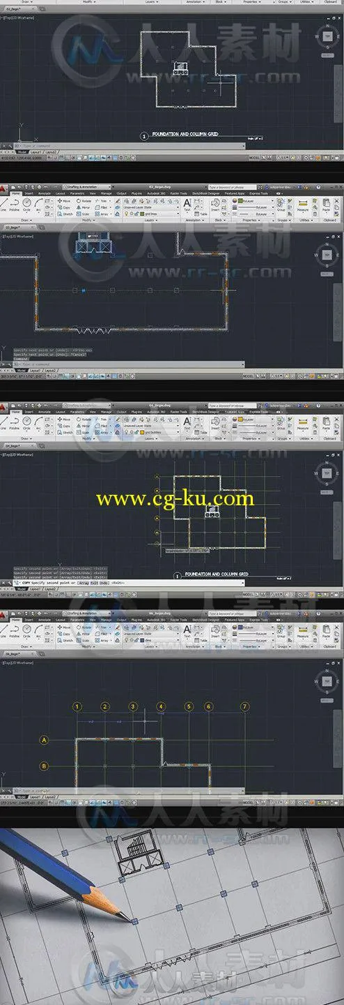 AutoCAD图纸网格布局训练视频教程 Digital-Tutors Drawing a Column Grid in AutoCAD的图片1