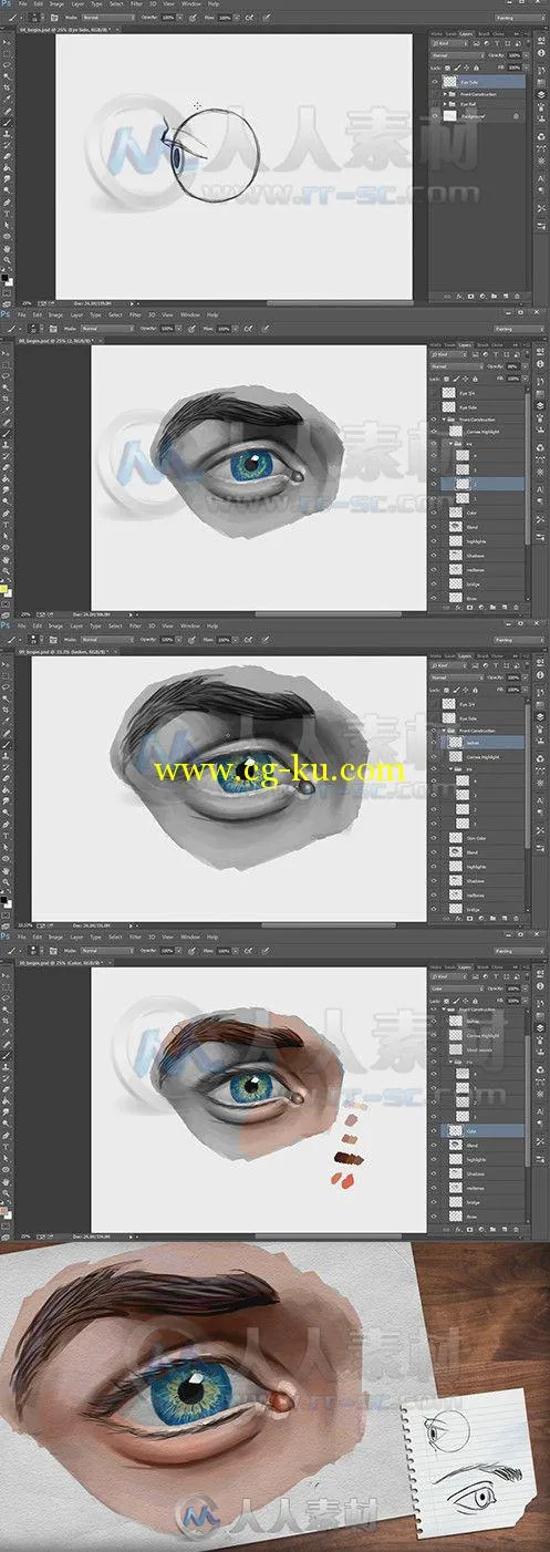 Photoshop人类眼睛数码手绘视频教程 Digital-Tutors Drawing the Human Eye in Pho...的图片1