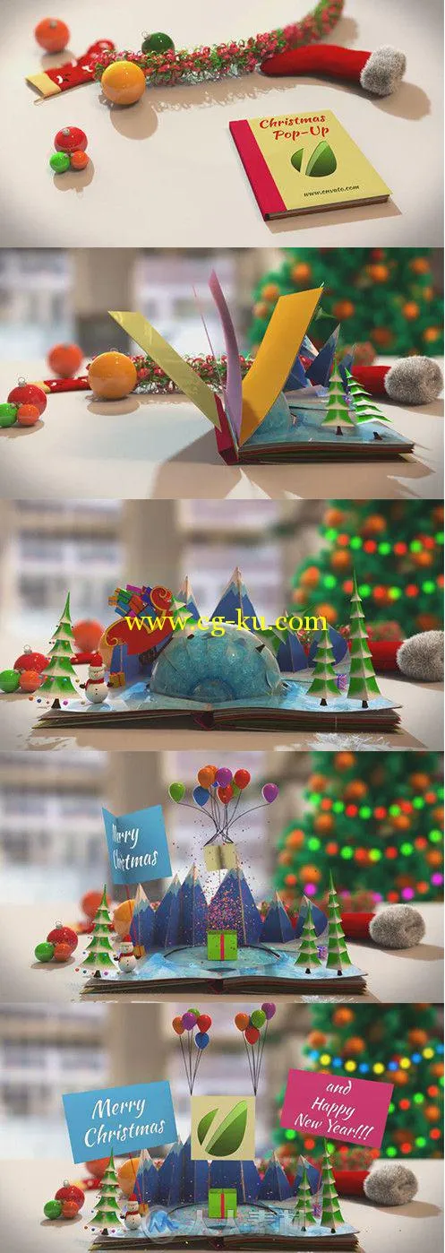 圣诞折纸书欢乐动画AE模板 Videohive Christmas Pop-Up Book 6296566 Project for ...的图片1