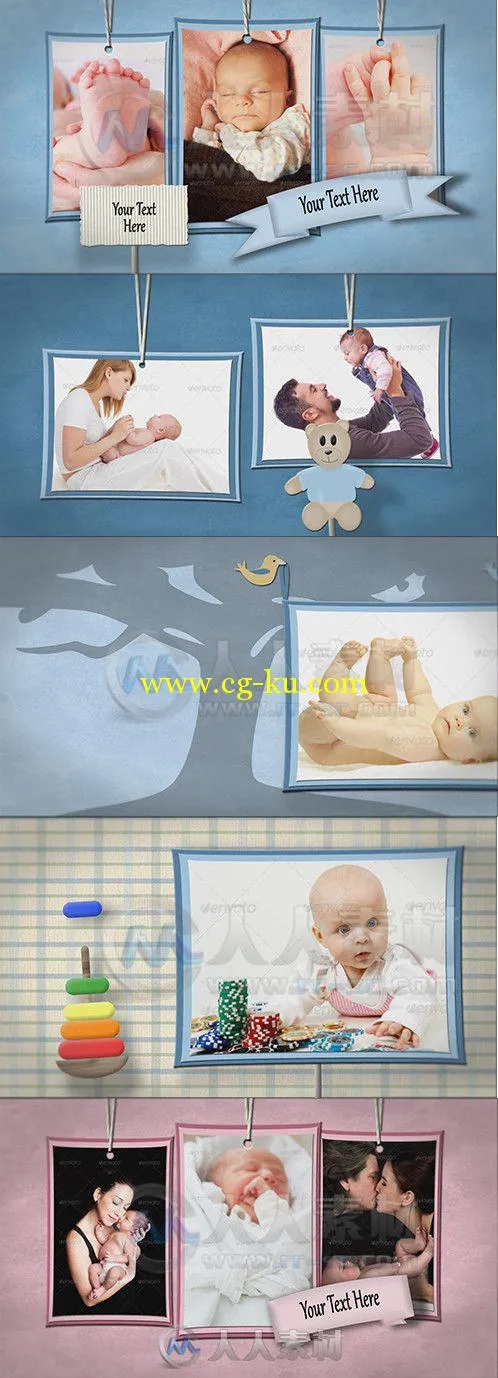 可爱婴儿相册动画AE模板 Videohive Baby Shadowbox Show 7758924 Project for Afte...的图片1