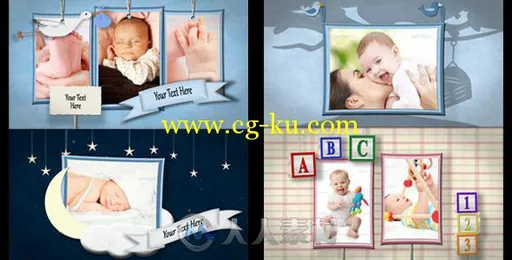 可爱婴儿相册动画AE模板 Videohive Baby Shadowbox Show 7758924 Project for Afte...的图片2