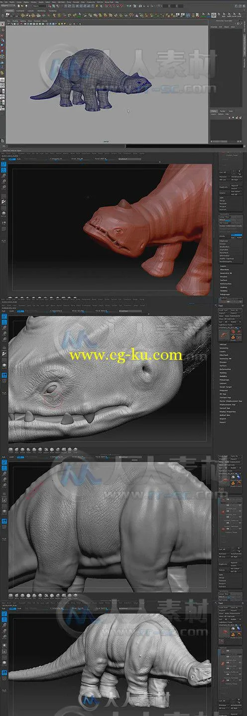 ZBrush恐龙怪兽雕刻剖析训练视频教程 Simply Lightwave Surface Anatomy Detailing...的图片1