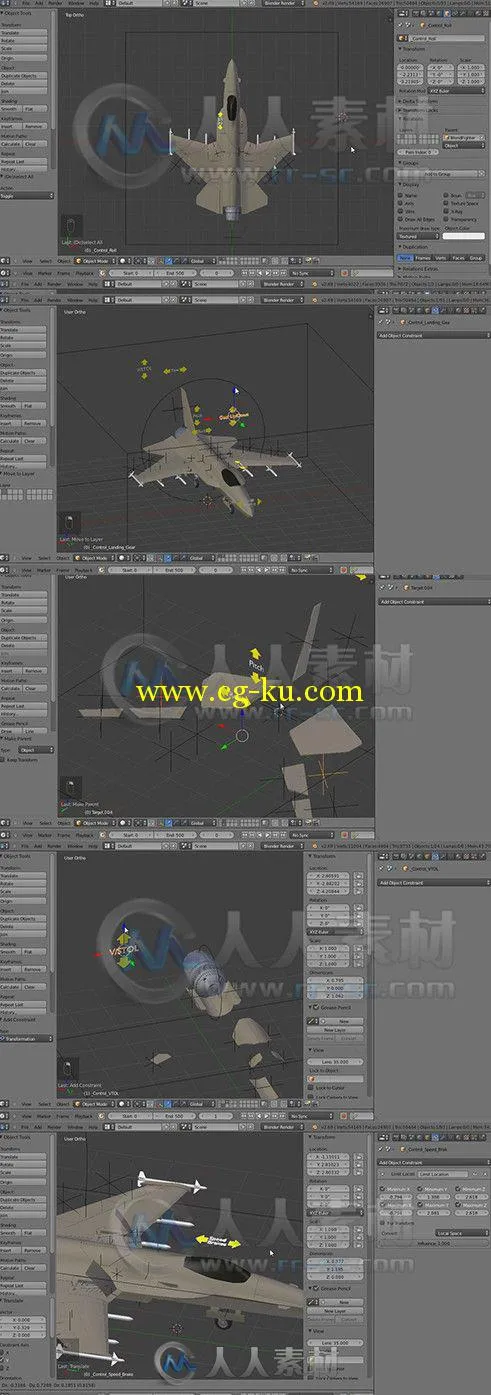 Blender机械战斗机制作训练视频教程 CGCookie Mechanical Rigging of a Fighter Je...的图片1