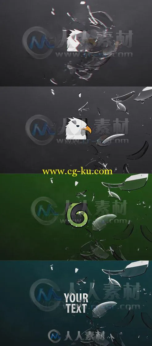 唯美破碎玻璃logo演绎动画AE模板 Videohive Broken Logo Opener 5388842 Project f...的图片1