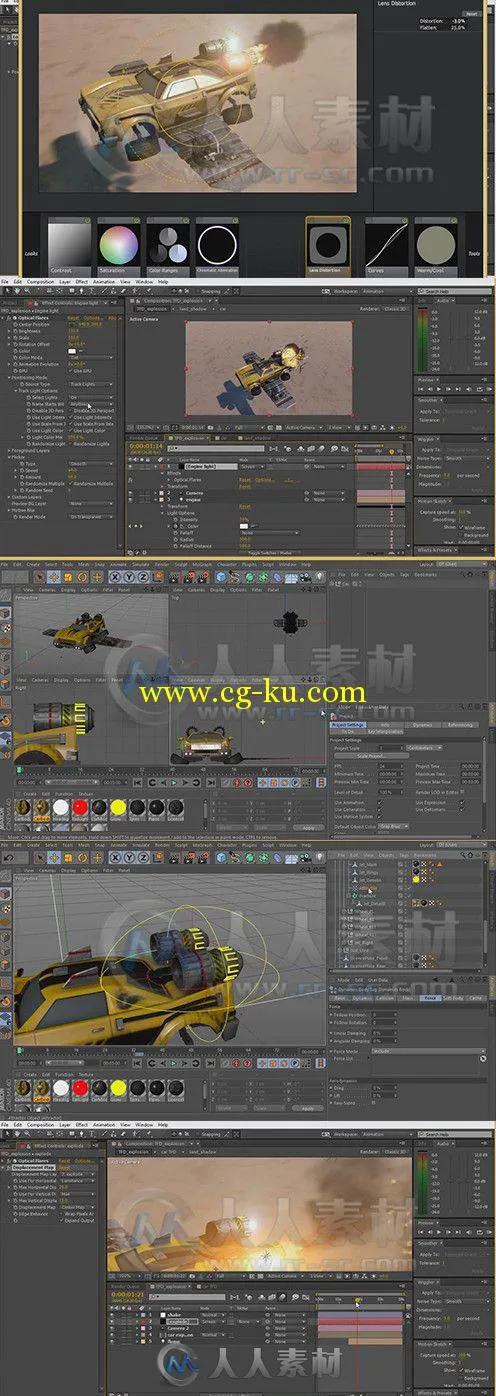 C4D与TurbulenceFD飞车引擎爆炸特效视频教程 Digital-Tutors Creating a Ballistic...的图片1