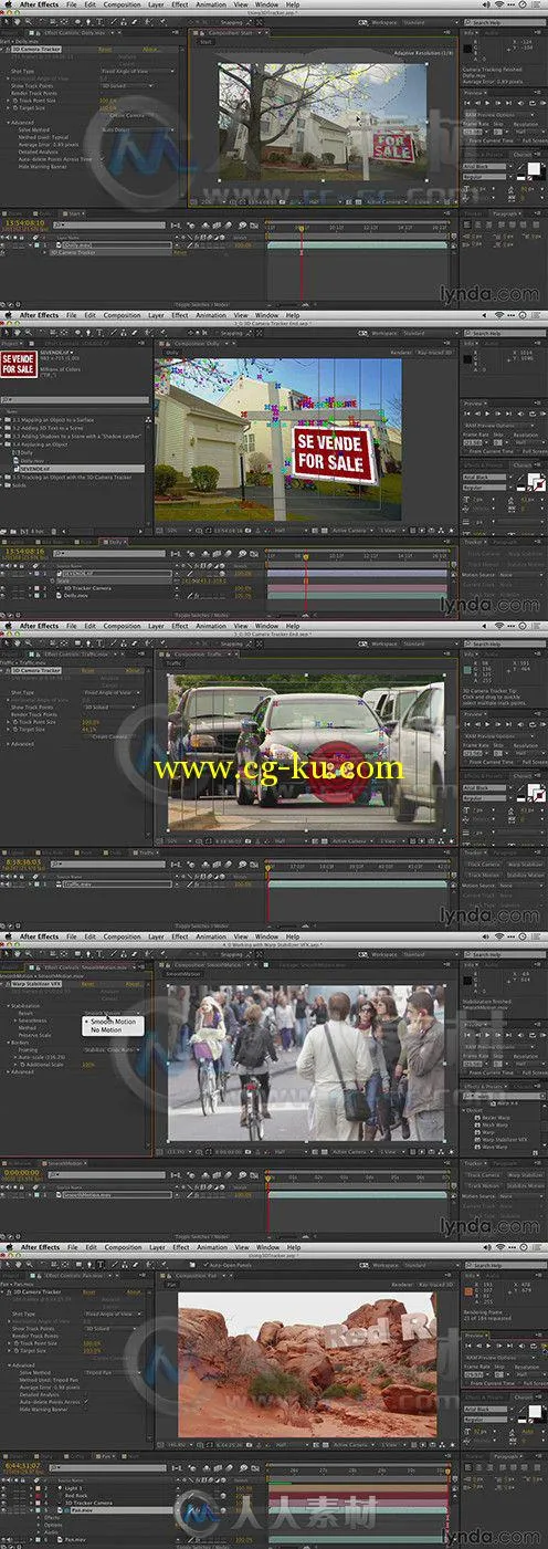 AE稳定摄像机跟踪技巧视频教程 Lynda After Effects Guru Tracking and Stabilizin...的图片1