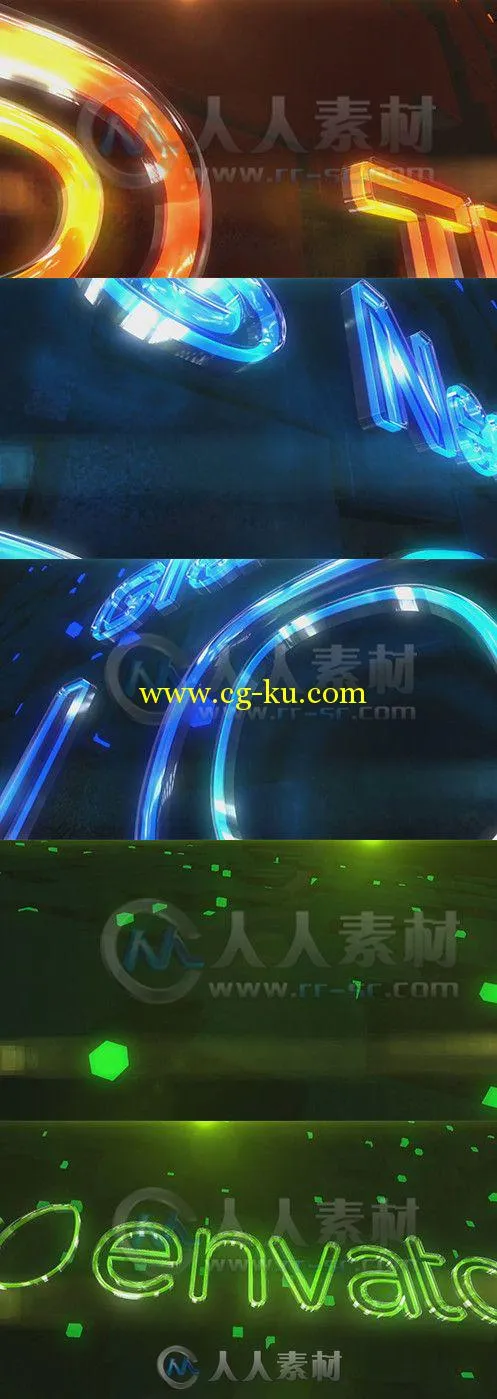 霓虹灯巨幕Logo演绎动画AE模板 Videohive Glass Neon Logo 6689040 Project for Af...的图片1