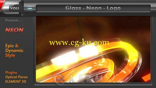 霓虹灯巨幕Logo演绎动画AE模板 Videohive Glass Neon Logo 6689040 Project for Af...的图片2