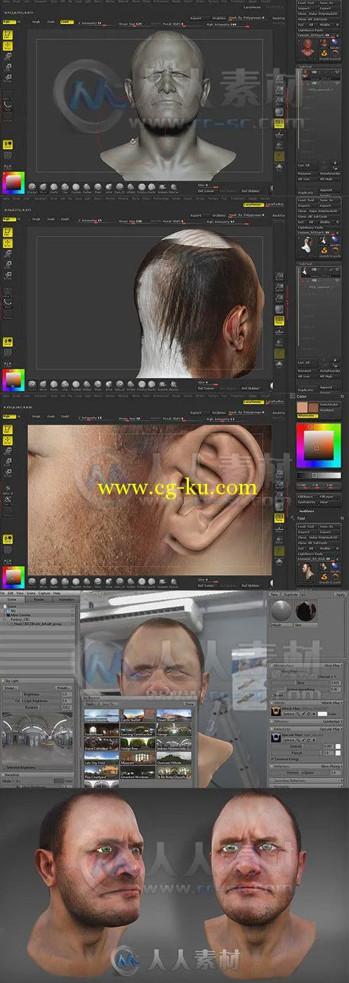 ZBrush与Toolbag写实皮肤纹理制作视频教程 Digital-Tutors Painting Realistic Ski...的图片1