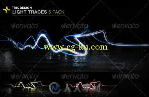 5组漂亮光线路径PSD模板 GraphicRiver Light Trails 5 Pack 87227的图片1