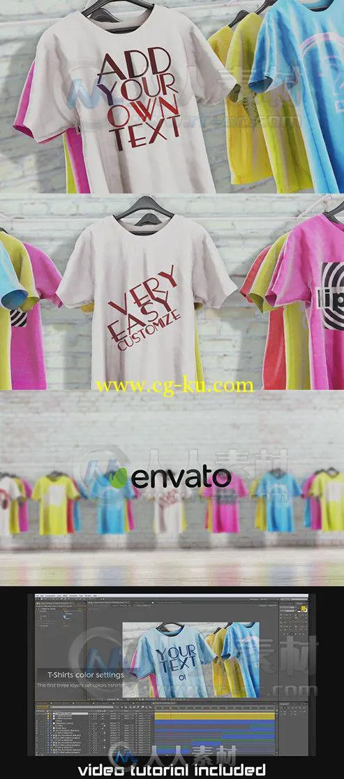 T恤衫展示动画AE模板 Videohive T-Shirts Promo 7342150 Project for After Effects的图片1