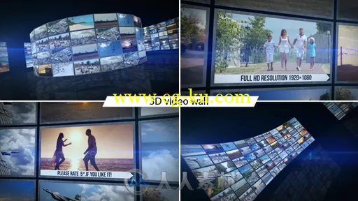 三维电视墙展示动画AE模板 Videohive 3D Video Wall 7719582 Project for After Ef...的图片1