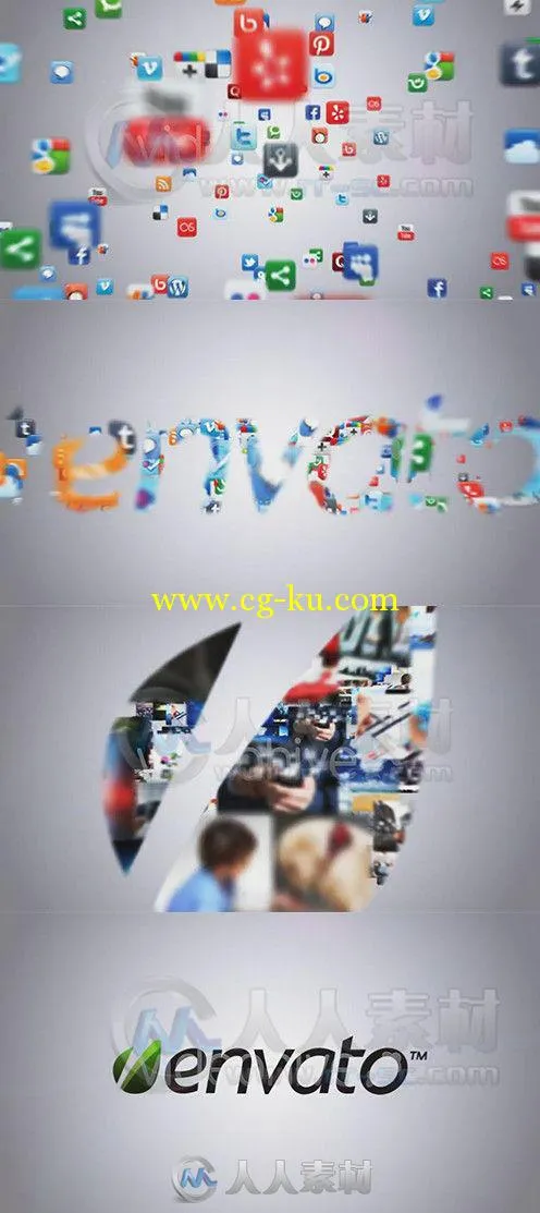 多图标汇聚Logo演绎动画AE模板 Videohive Flying Through Images Logo Reveal 2568...的图片1