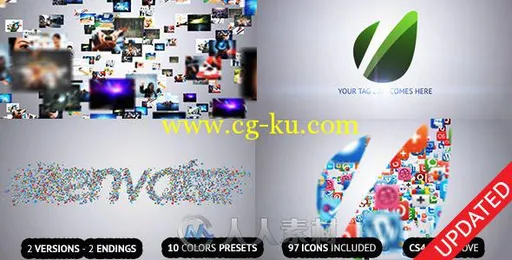 多图标汇聚Logo演绎动画AE模板 Videohive Flying Through Images Logo Reveal 2568...的图片2