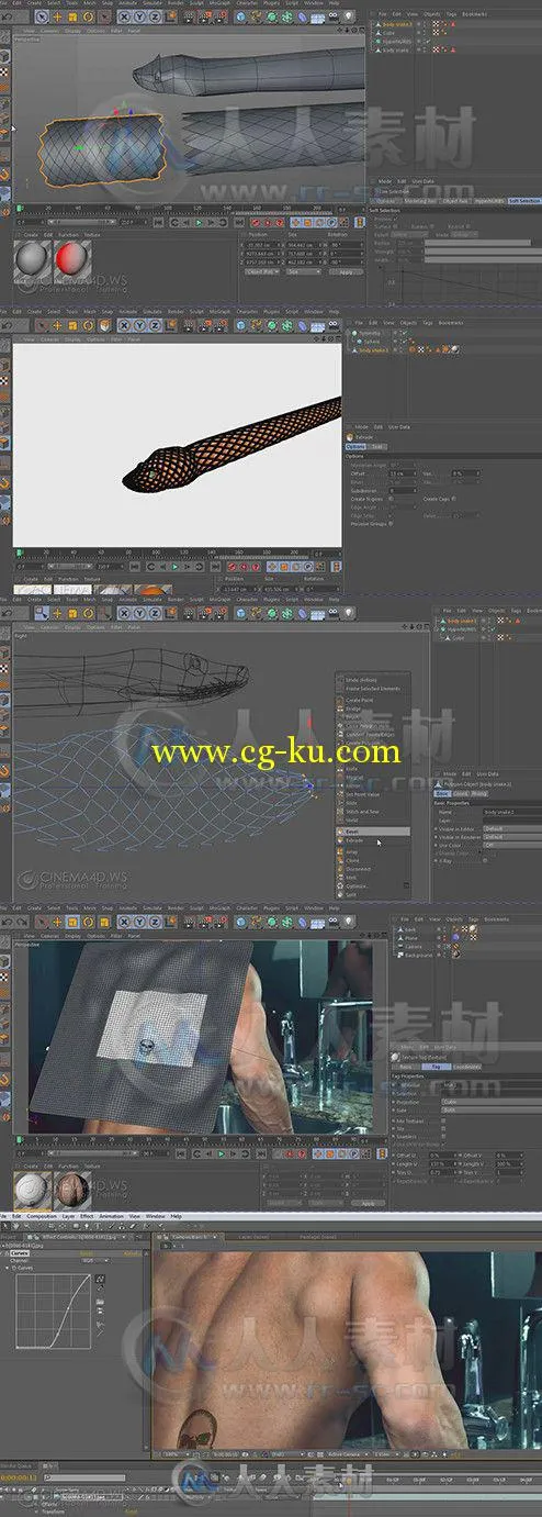 C4D三维纹身特效制作视频教程 Cinema 4D Tutorial.Net 3D Tattoo Transformation的图片2