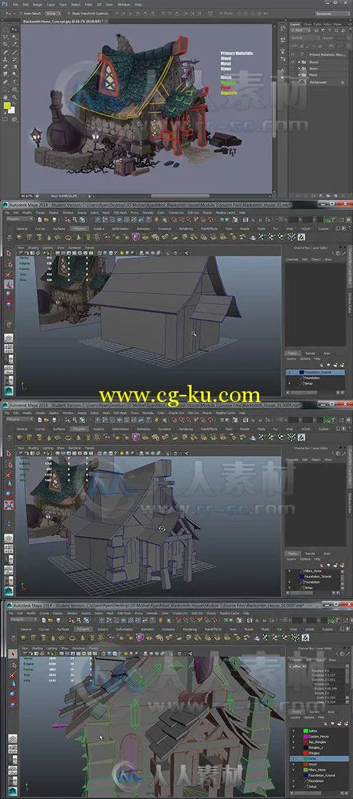 Maya与PS超强房屋建模材质制作视频教程第一季 3DMotive Hand Painted Enviro Textu...的图片1