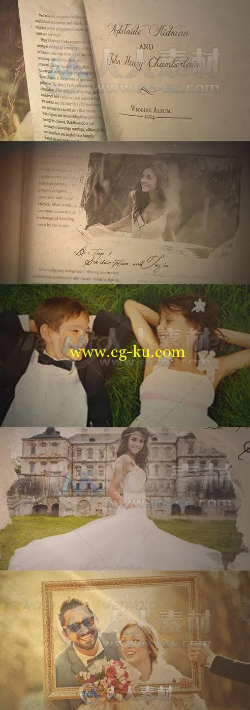 爱情记录书籍婚礼相册动画AE模板 Videohive Wedding Album 8492909 Project for Af...的图片1